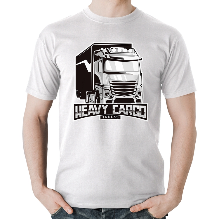 Camiseta Algodão Caminhão Heavy Cargo Caminhoneiro - Branca