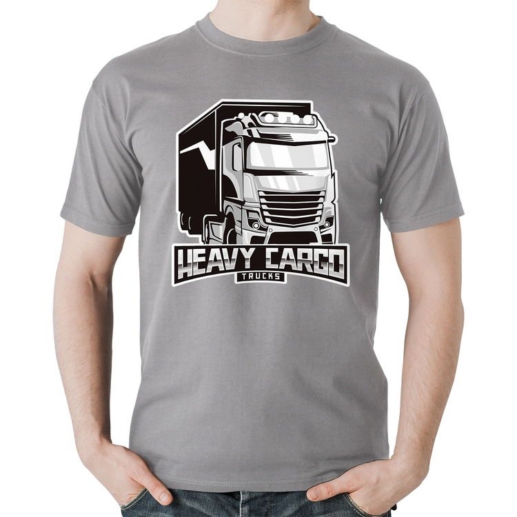 Camiseta Algodão Caminhão Heavy Cargo Caminhoneiro - Cinza