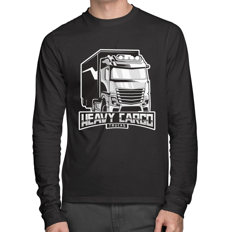 Camiseta Algodão Caminhão Heavy Cargo Caminhoneiro Manga Longa
