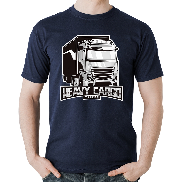 Camiseta Algodão Caminhão Heavy Cargo Caminhoneiro - Marinho
