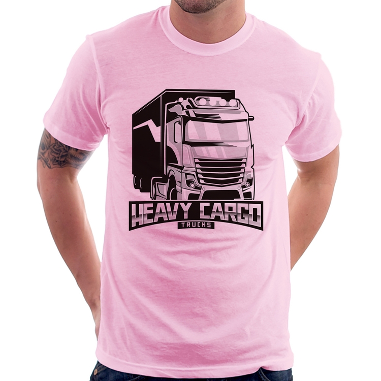 Camiseta Caminhão Heavy Cargo Caminhoneiro - Rosa Bebê
