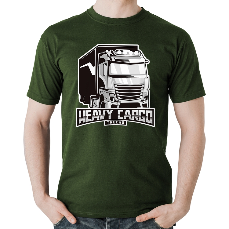 Camiseta Algodão Caminhão Heavy Cargo Caminhoneiro - Musgo