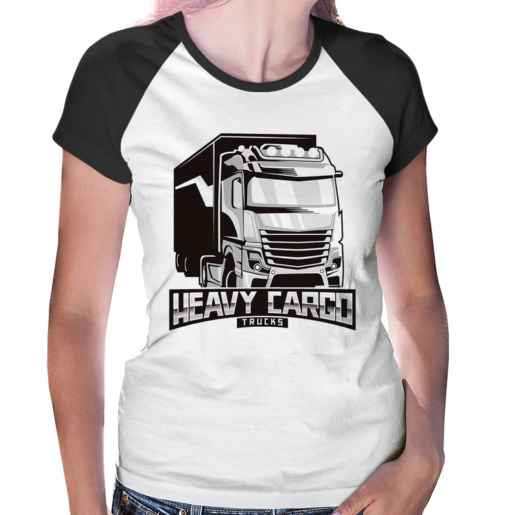 Baby Look Raglan Caminhão Heavy Cargo Caminhoneiro