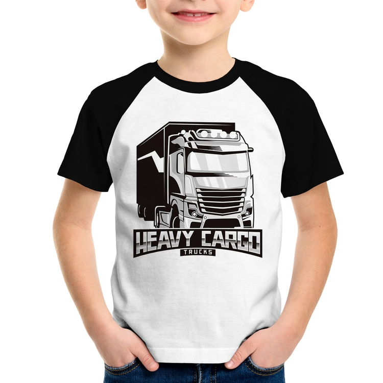 Camiseta Raglan Infantil Caminhão Heavy Cargo Caminhoneiro