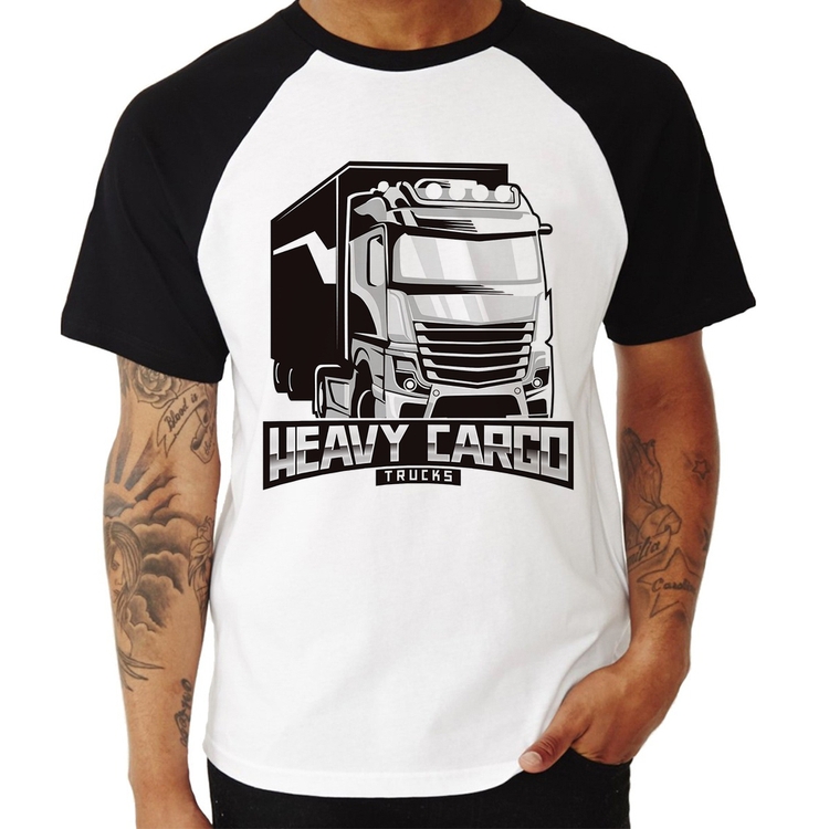 Camiseta Raglan Caminhão Heavy Cargo Caminhoneiro
