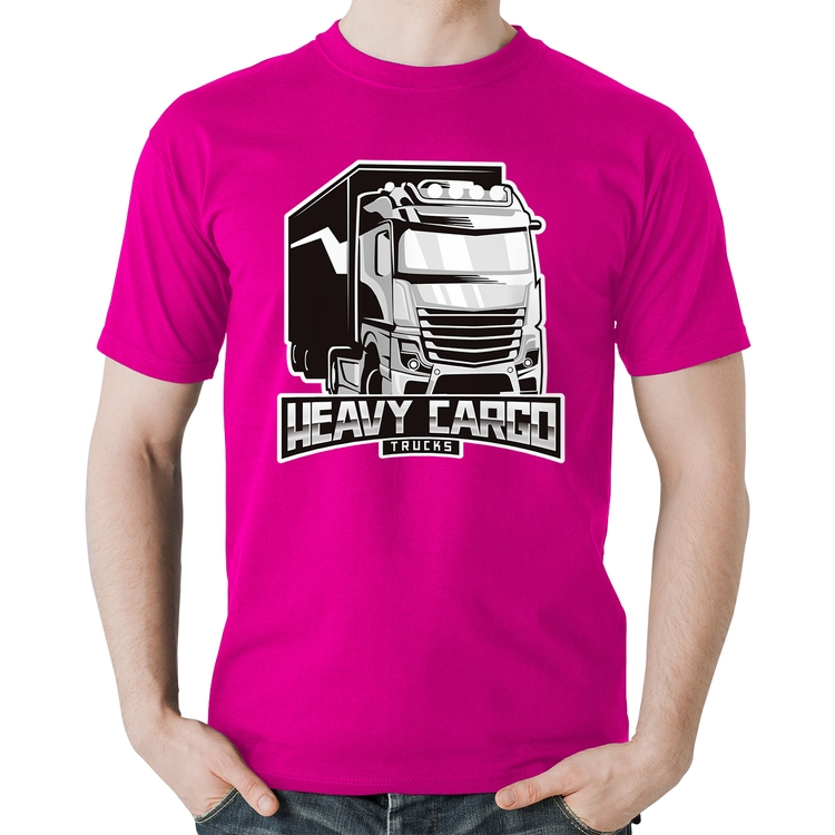 Camiseta Algodão Caminhão Heavy Cargo Caminhoneiro - Rosa