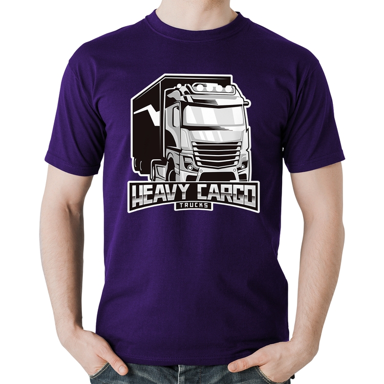 Camiseta Algodão Caminhão Heavy Cargo Caminhoneiro - Roxa