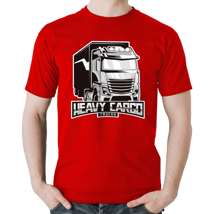 Camiseta Algodão Caminhão Heavy Cargo Caminhoneiro - Vermelha