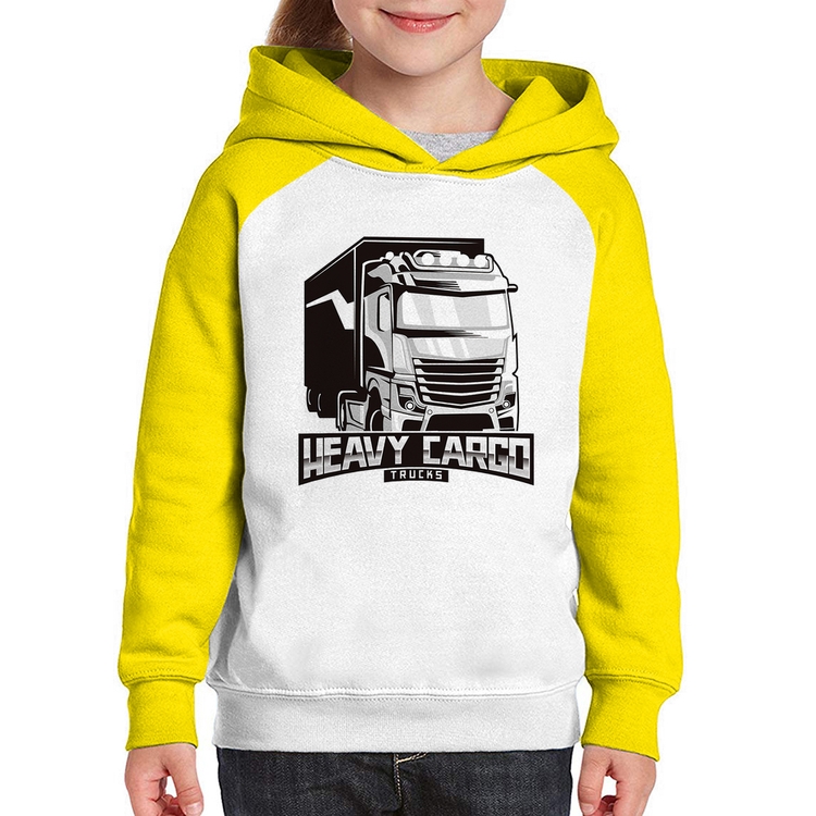 Moletom Infantil Caminhão Heavy Cargo Caminhoneiro - Branco/Amarelo