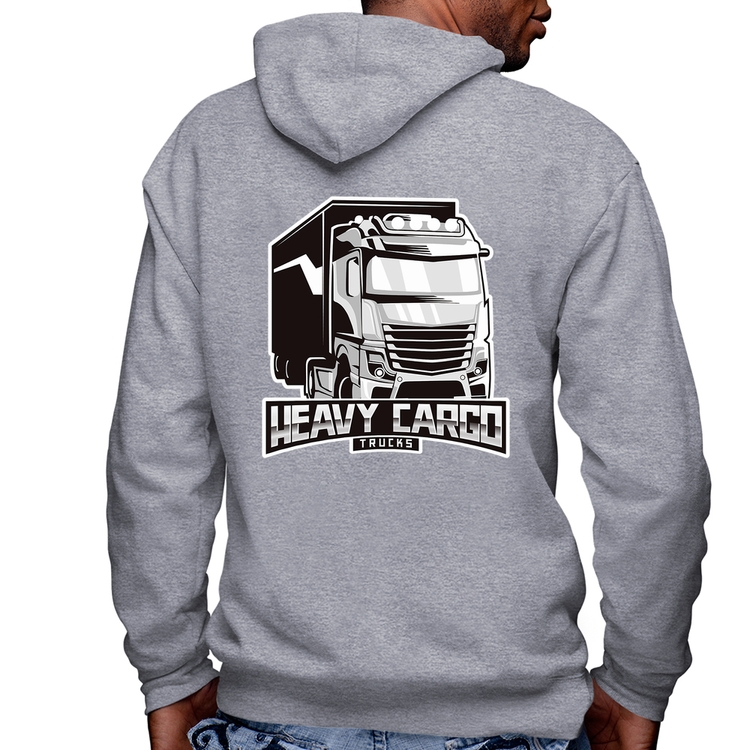Blusa Moletom Caminhão Heavy Cargo Caminhoneiro Masculina com Capuz e Zíper - Mescla