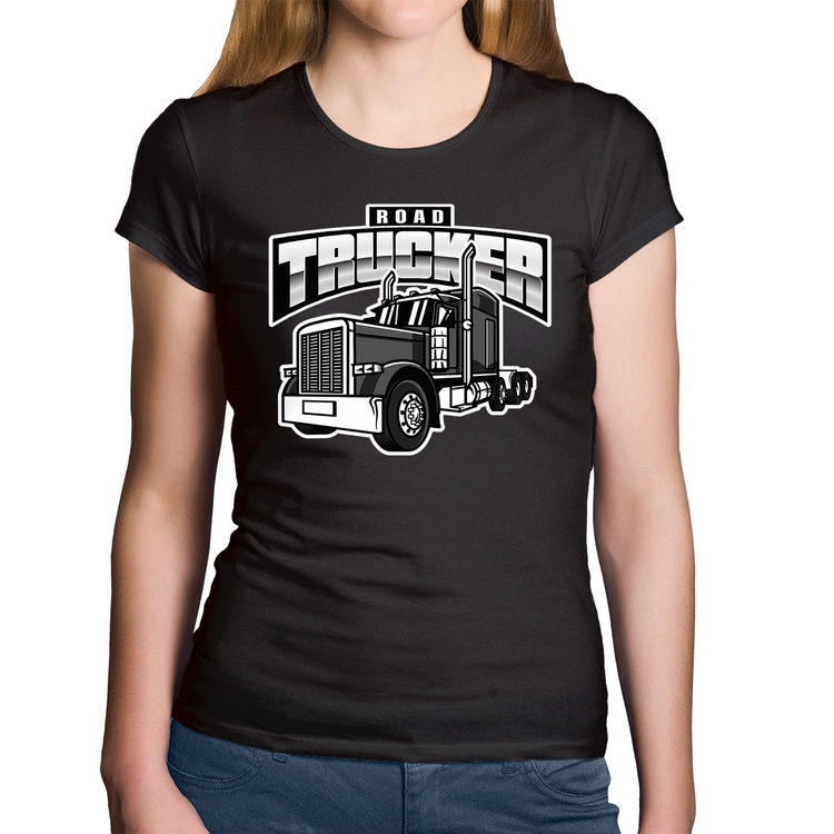 Baby Look Algodão Caminhão Road Trucker Caminhoneiro