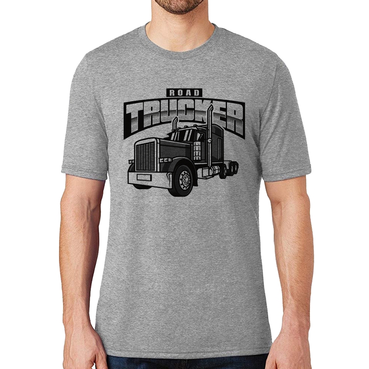 Camiseta Caminhão Road Trucker Caminhoneiro - Cinza