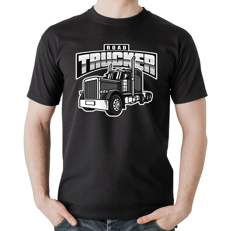 Camiseta Algodão Caminhão Road Trucker Caminhoneiro
