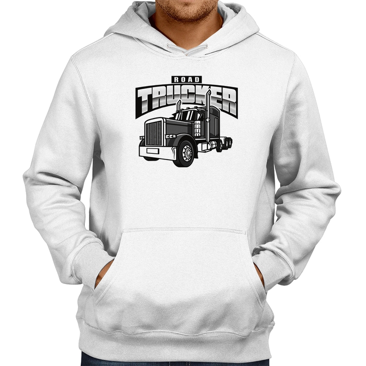 Moletom Caminhão Road Trucker Caminhoneiro - Branco