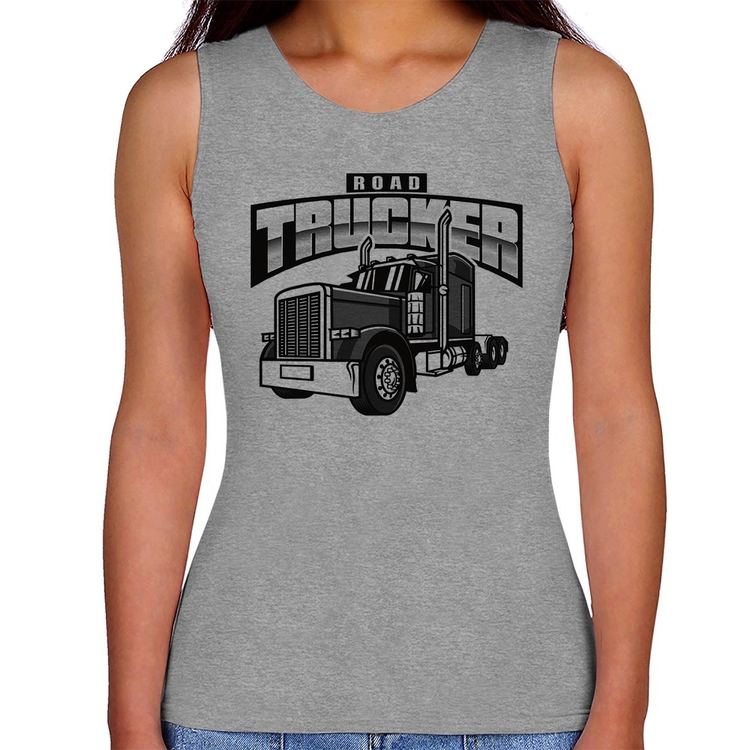 Regata Feminina Caminhão Road Trucker Caminhoneiro - Cinza