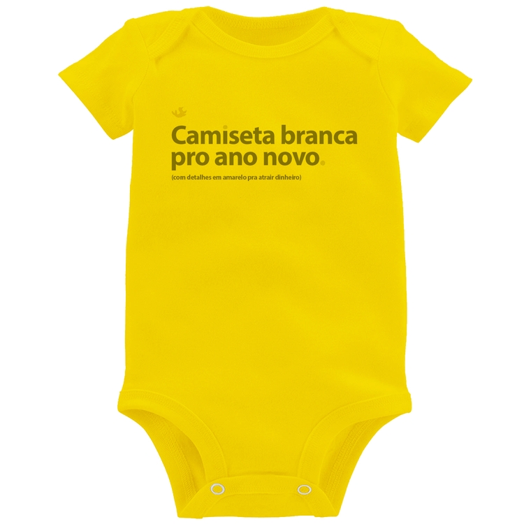 Body Bebê Camiseta branca de ano novo - Amarelo