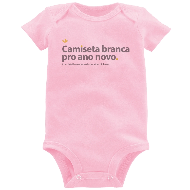 Body Bebê Camiseta branca de ano novo - Rosa Bebê