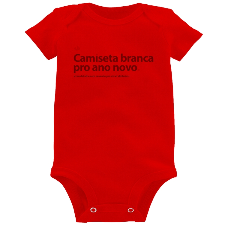 Body Bebê Camiseta branca de ano novo - Vermelho