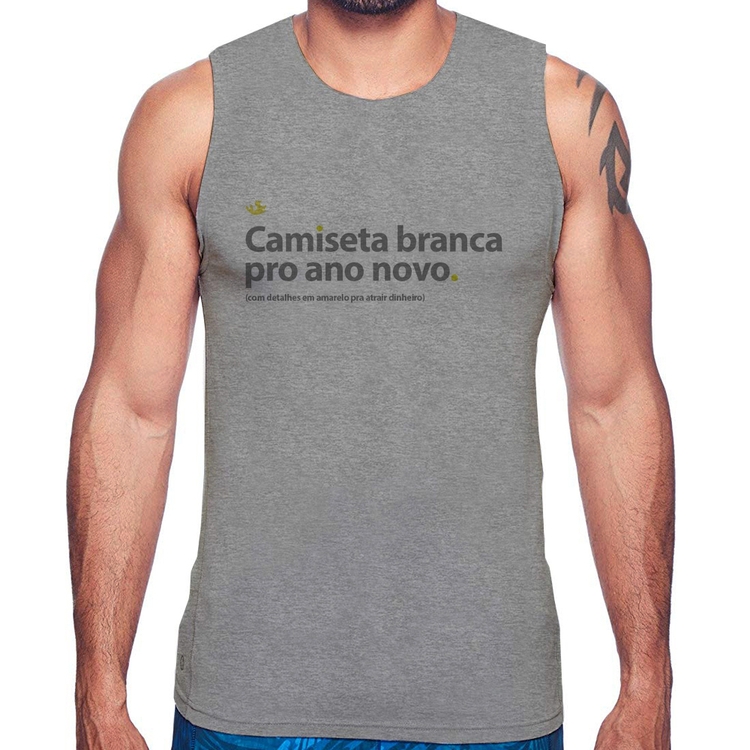 Regata Camiseta branca de ano novo - Cinza