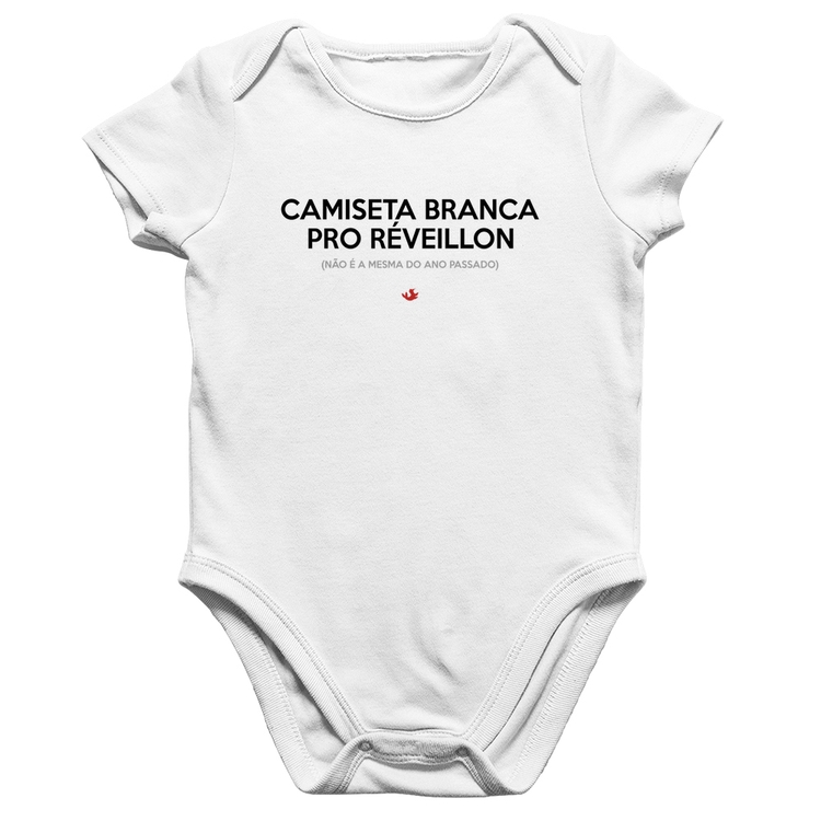 Body Bebê Algodão Camiseta Branca de Réveillon - Branco