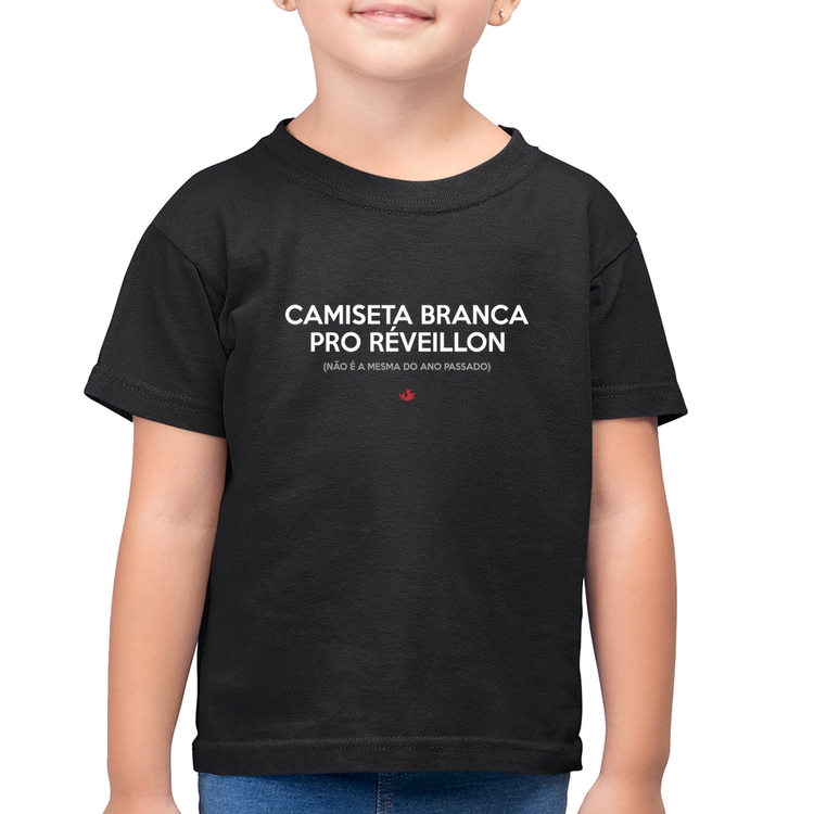 Camiseta Algodão Infantil Camiseta Branca de Réveillon