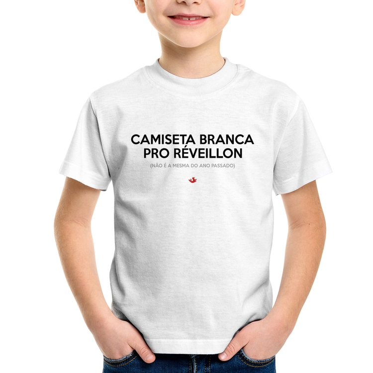 Camiseta Infantil Camiseta Branca de Réveillon