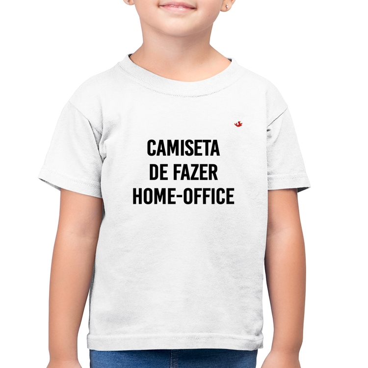Camiseta Algodão Infantil Camiseta de fazer home-office - Branca