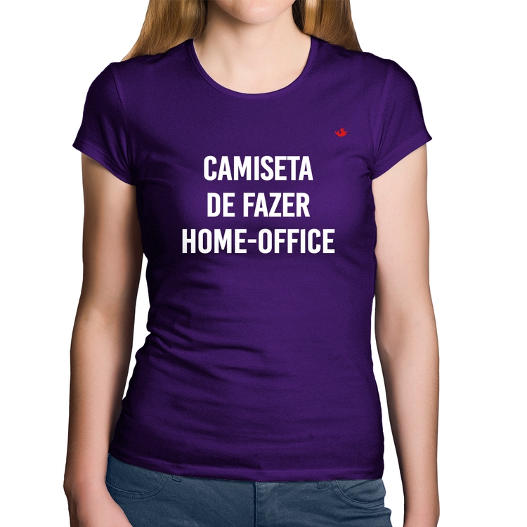 Baby Look Algodão Camiseta de fazer home-office - Roxa