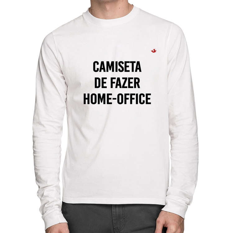 Camiseta Algodão Camiseta de fazer home-office Manga Longa - Branca