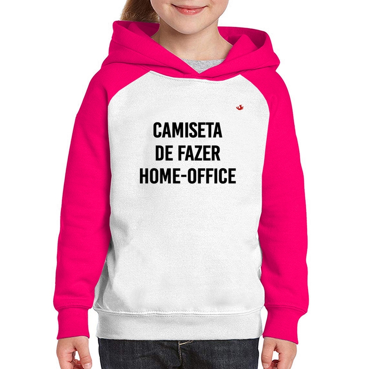 Moletom Infantil Camiseta de fazer home-office - Branco/Rosa
