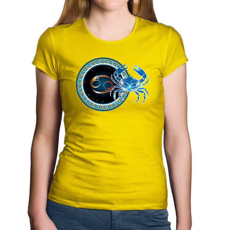 Baby Look Algodão Signo Câncer Astrologia - Amarela