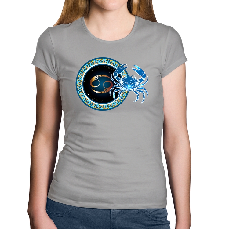 Baby Look Algodão Signo Câncer Astrologia - Cinza