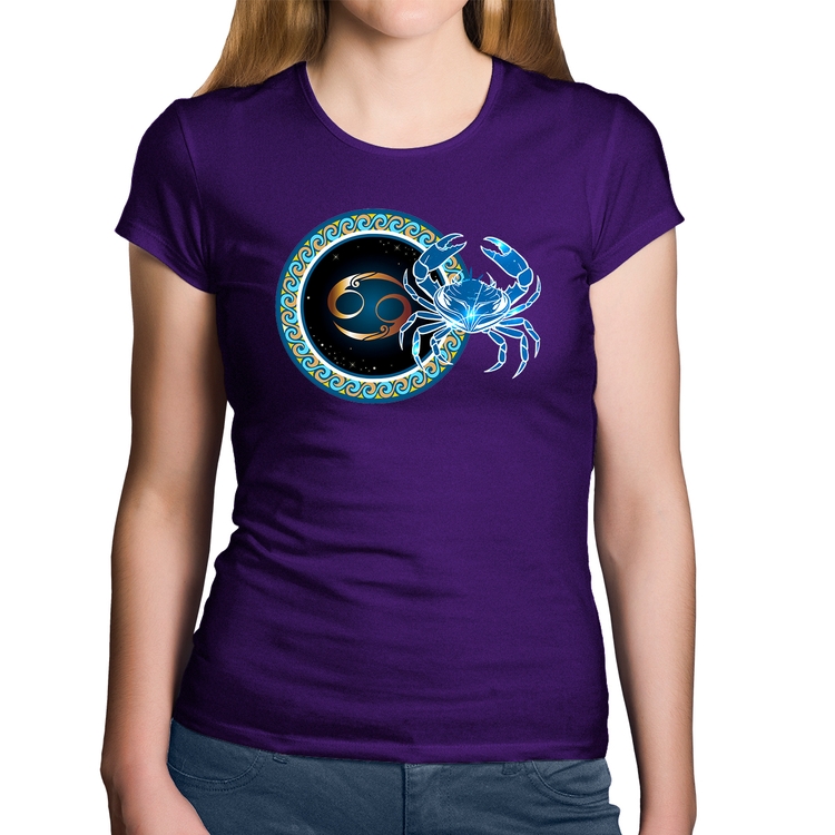 Baby Look Algodão Signo Câncer Astrologia - Roxa