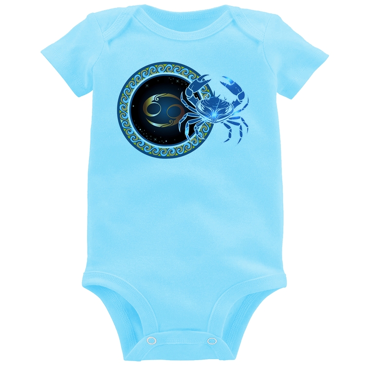 Body Bebê Signo Câncer Astrologia - Azul Bebê