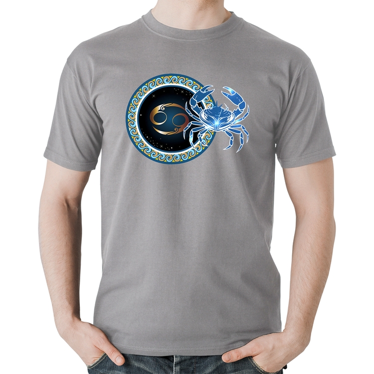 Camiseta Algodão Signo Câncer Astrologia - Cinza