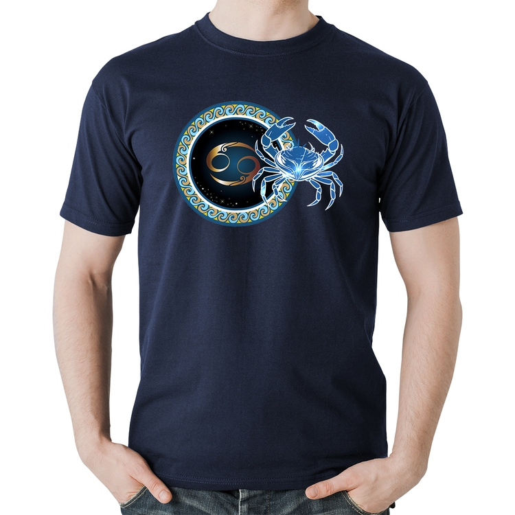 Camiseta Algodão Signo Câncer Astrologia - Marinho