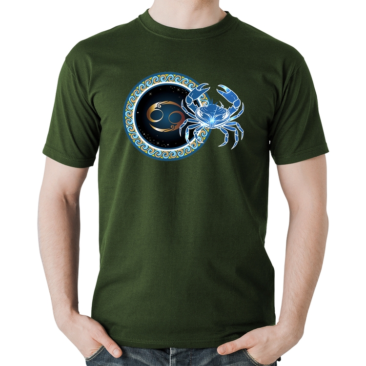 Camiseta Algodão Signo Câncer Astrologia - Musgo
