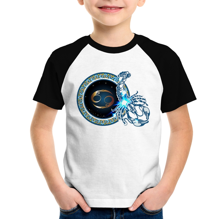 Camiseta Raglan Infantil Signo Câncer Astrologia