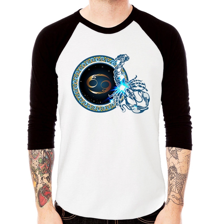 Camiseta Raglan Signo Câncer Astrologia Manga 3/4