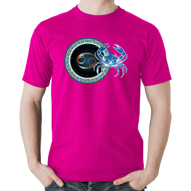 Camiseta Algodão Signo Câncer Astrologia - Rosa
