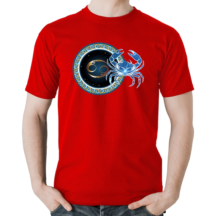 Camiseta Algodão Signo Câncer Astrologia - Vermelha