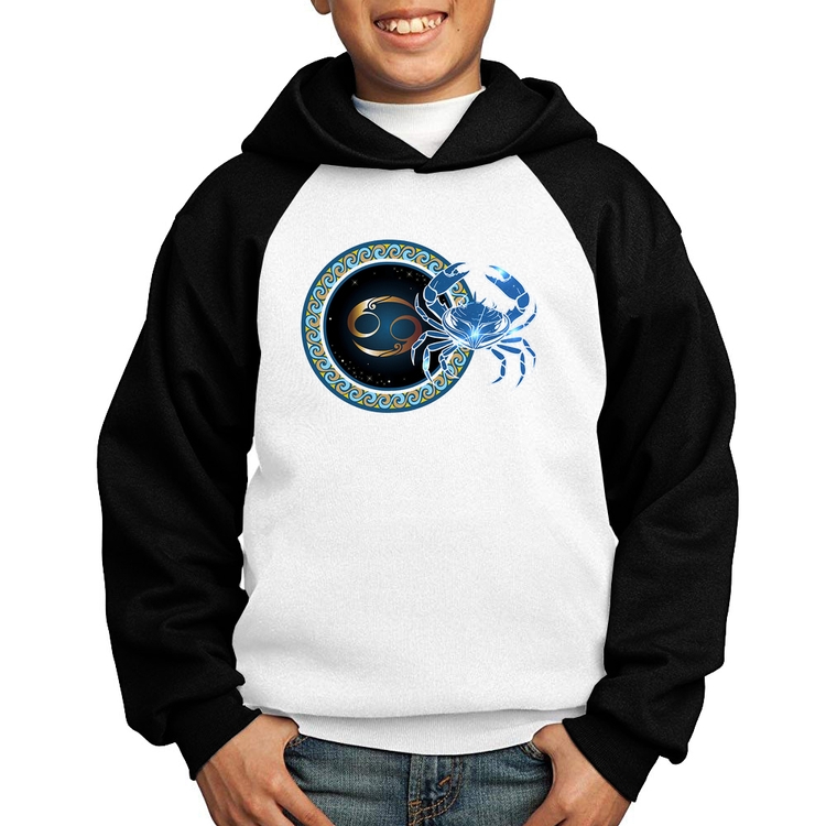 Moletom Infantil Signo Câncer Astrologia - Branco/Preto