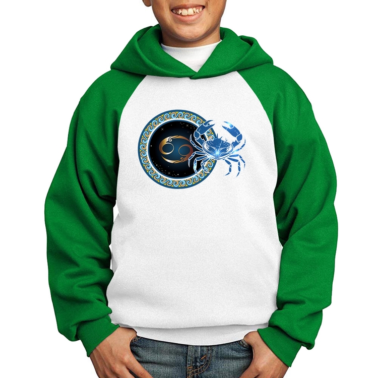 Moletom Infantil Signo Câncer Astrologia - Branco/Verde