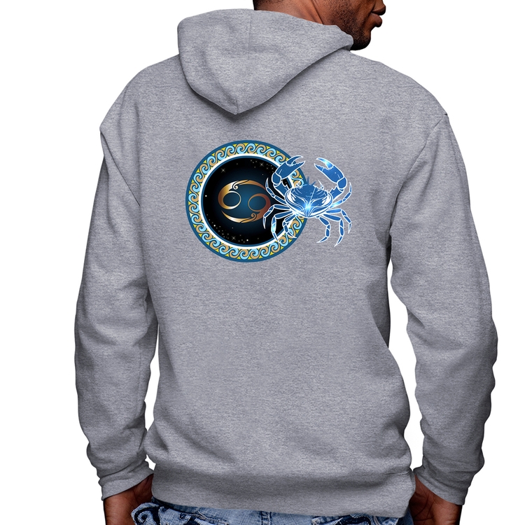 Blusa Moletom Signo Câncer Astrologia Masculina com Capuz e Zíper - Mescla