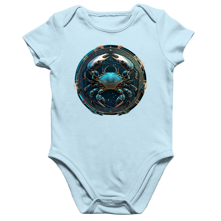 Body Bebê Algodão Câncer Sígno - Azul Bebê