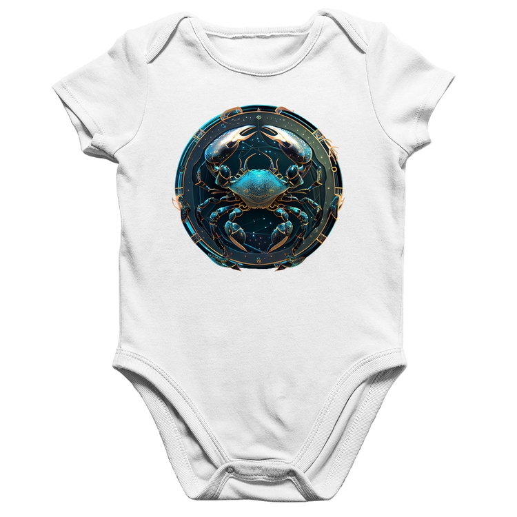 Body Bebê Algodão Câncer Sígno - Branco