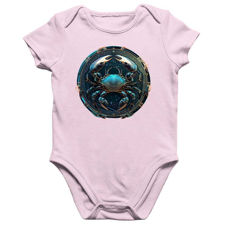 Body Bebê Algodão Câncer Sígno - Rosa Bebê