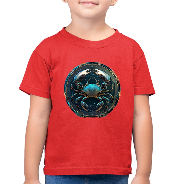 Camiseta Algodão Infantil Câncer Signo - Vermelha