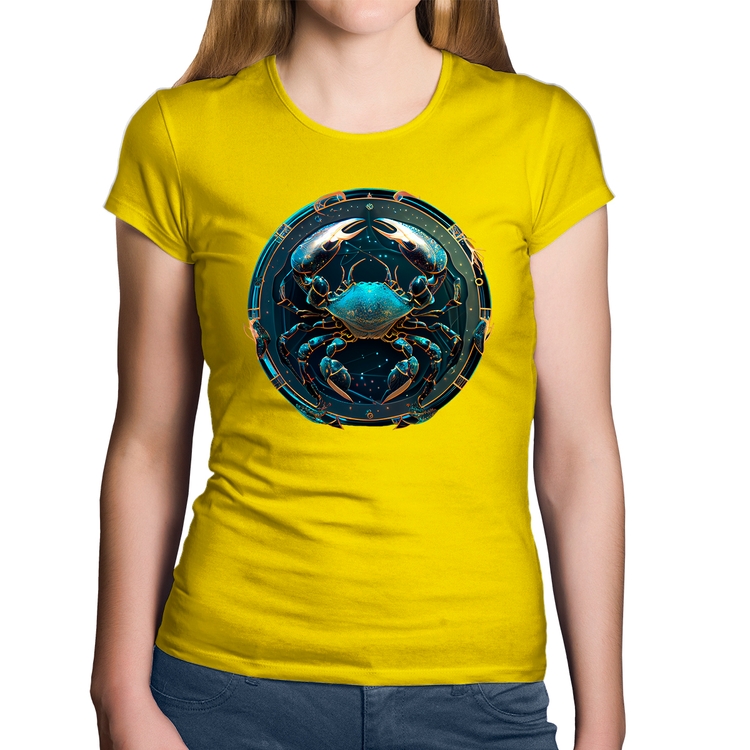 Baby Look Algodão Câncer Sígno - Amarela