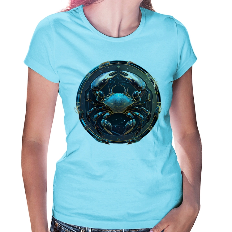 Baby Look Câncer Sígno - Azul Bebê